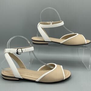 Karl Lagerfeld Paris Women’s Cabria Ankle Strap Flats Beige Size 7